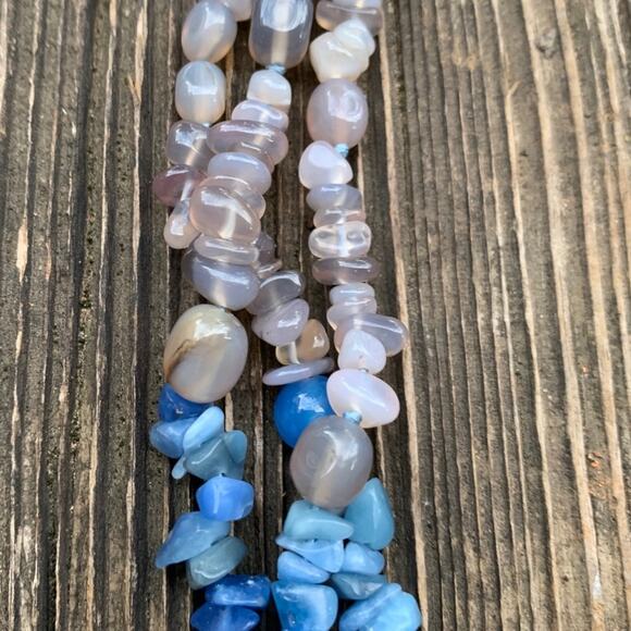 Blue And Taupe Multi Strand Necklace - Picture 3 of 5